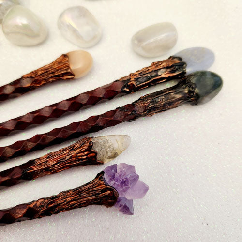 Magical Crystal Hair Wand (wood & assorted crystals) Inspire Me Online