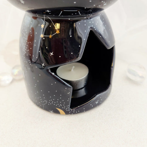 Enchanting Ceramic Purple Star Sign Oil Burner With Metal Base - 10.5cm X W10cm (1 Pc.) - Unique Design & Premium Quality Material - Ideal For Home Decor & Aromatherapy Enthusiasts - View #2