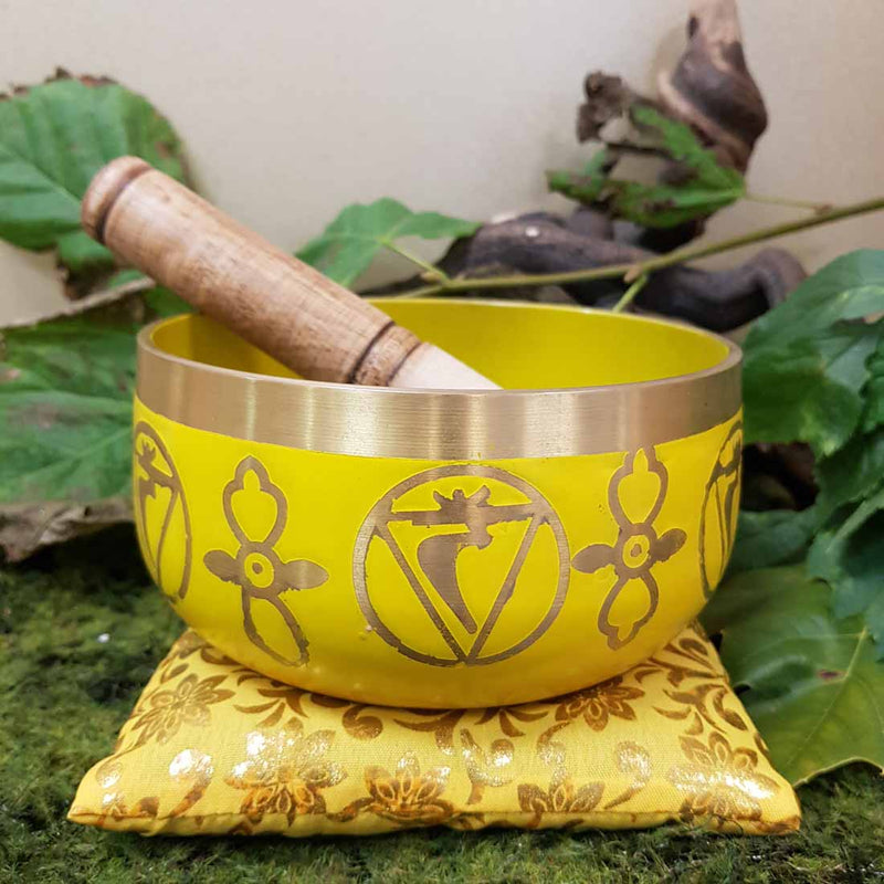 Solar Plexus Chakra Singing Bowl with Gift Box and Cushion (approx. 7x