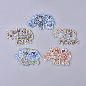 DIY Diamond Art Elephant Keyrings (5 assorted designs. ready to assemble & bejewel)