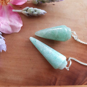 Pale Green Aventurine Crystal Pendulum | Luck & New Opportunities | Assorted