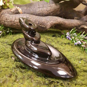 Pebbles Backflow Incense Burner | Ceramic | Black | Small