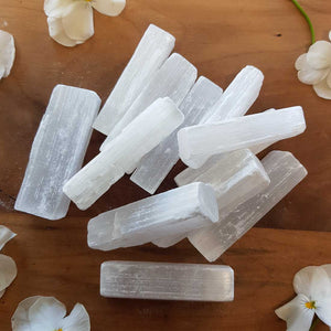 Raw Selenite Crystal Stick Clarity, Calm & Energy Cleansing