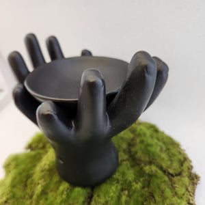 Matte Black Open Hands Ceramic Oil Burner