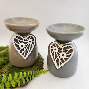 Wooden Heart Ceramic Oil Burner