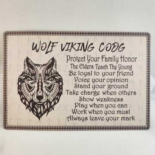 Wolf Viking Code Sign (metal. approx. 30x20cm)