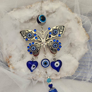 Blue Eye aka Evil Eye Hanging Butterfly with Prism