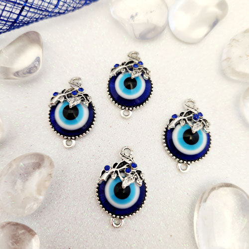 Blue Eye aka Evil Eye Charm/Pendant/Craft/Connector (silver metal)