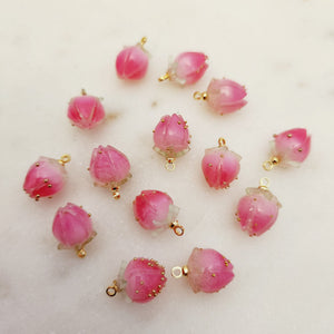 Pink Dried Flower Dipped in Resin Charm/Pendant/Crafting