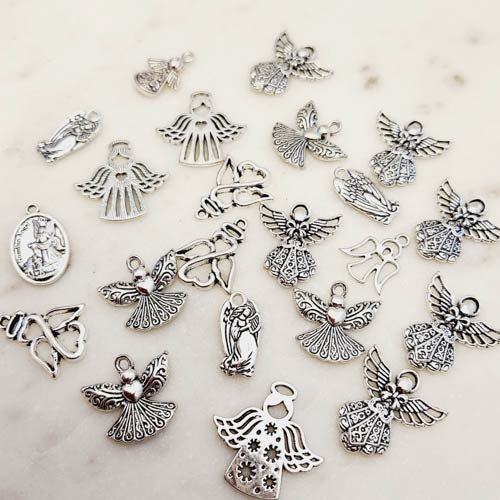 Angel Charm/Pendant/Crafting (assorted designs. silver metal)