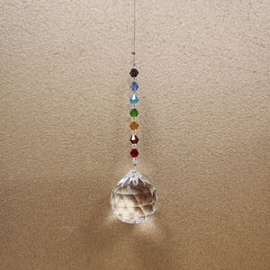 Hanging Faceted Prism with Chakra Beads
