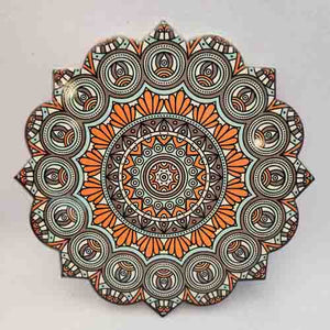 Orange & Green Morrocan Ceramic Trivet (approx 20x20cm)