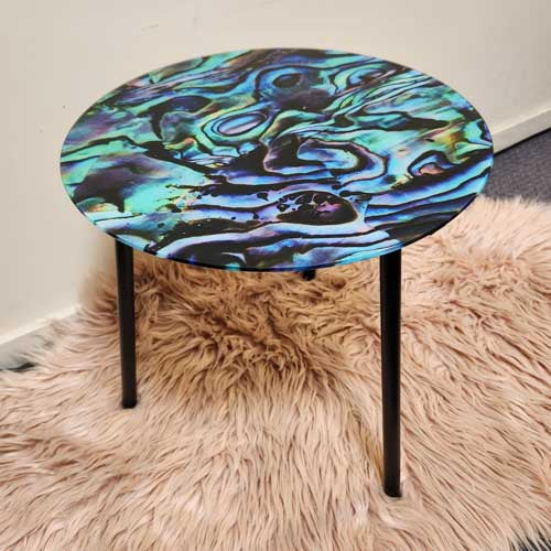 Paua Look Glass Table (approx. 40x40x40cm)