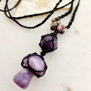 Lepidolite, Amethyst & Tourmaline Wrapped Pendant