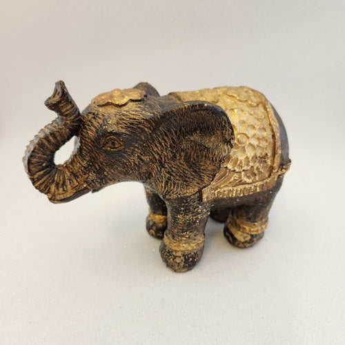 Brown Elephant with Gold Accent (approx. 11cm)