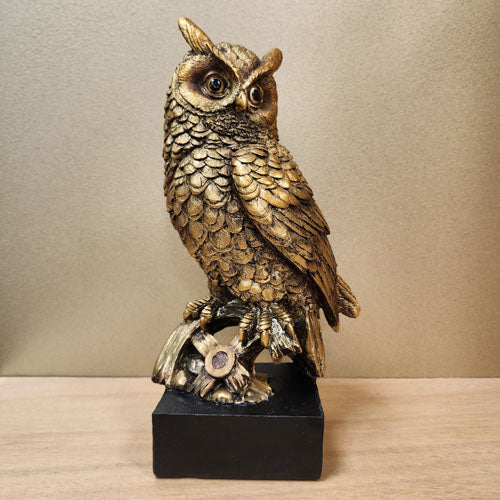 Bronze Look Owl on Stand (approx. 28cm)