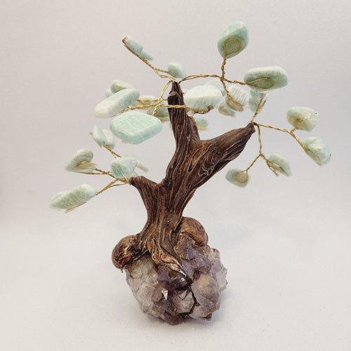 Amazonite Tree on Amethyst Cluster Base (approx. 19x18cm)