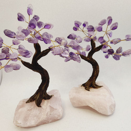 Amethyst Tree on Rose Quartz Rough Rock Base (assorted. approx. 16-18x16cm)