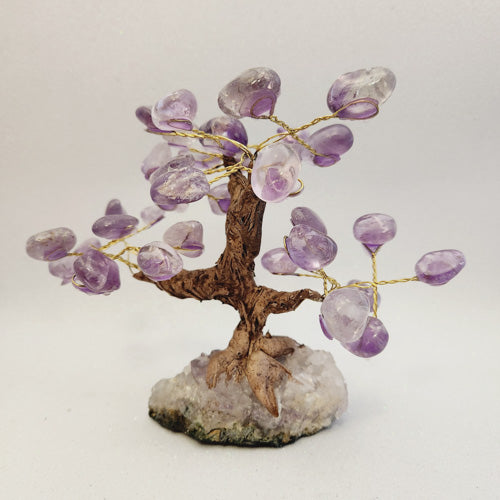 Amethyst Tree on Amethyst Cluster Base (approx. 16x18x12cm)