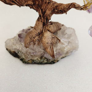 Amethyst Tree on Amethyst Cluster Base