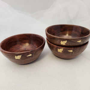 Wooden Bowl with Brass Inlay