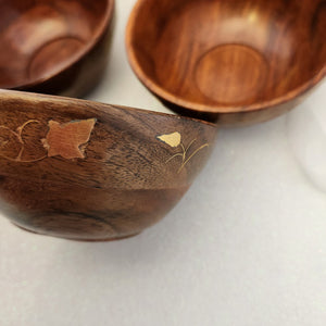Wooden Bowl with Brass Inlay