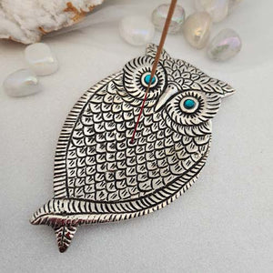 Silver Metal Look Owl Incense Holder