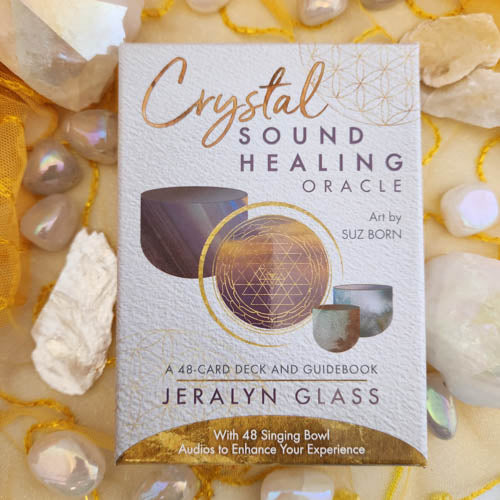 Crystal Sound Healing Oracle Cards (48 cards and guide book. plus 48 singing bowl audios to enhance your experience)