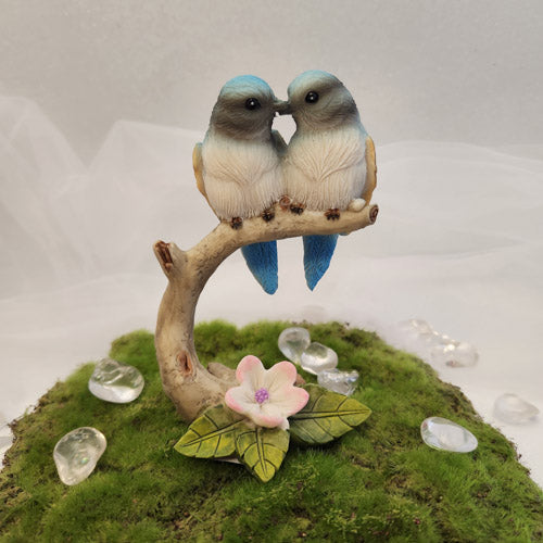 Twin Blue Birds on Branch