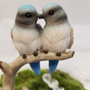 Twin Blue Birds on Branch