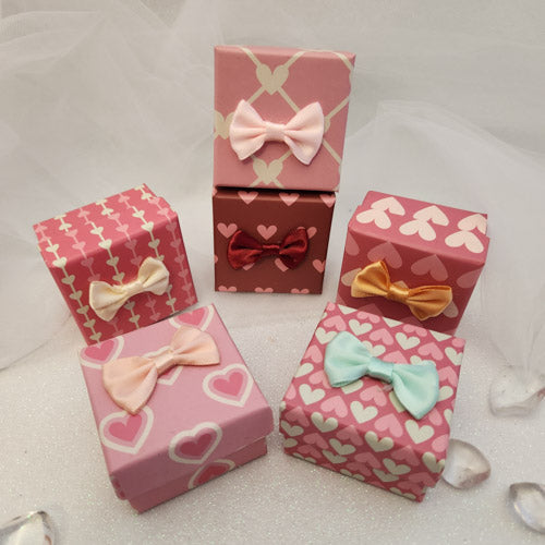 Hearts & Bow Gift Box (assorted colours. suitable for rings & earrings