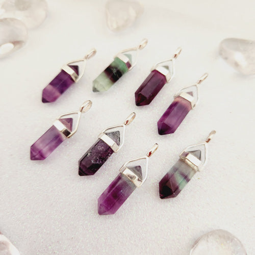 Rainbow Fluorite Point Pendant (sterling silver. small)