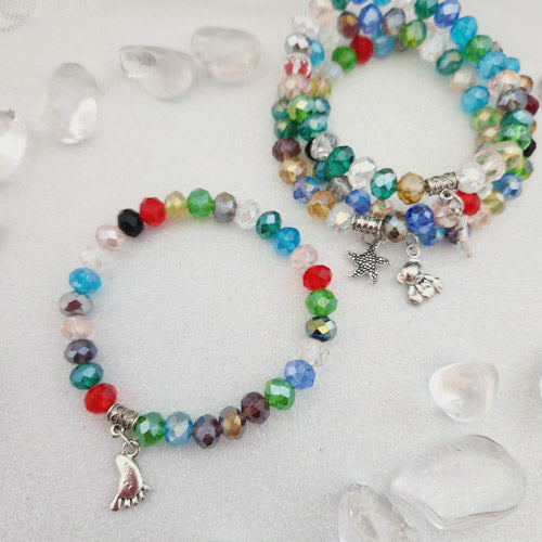 Sparkly Glass Bracelet with Charm (assorted)