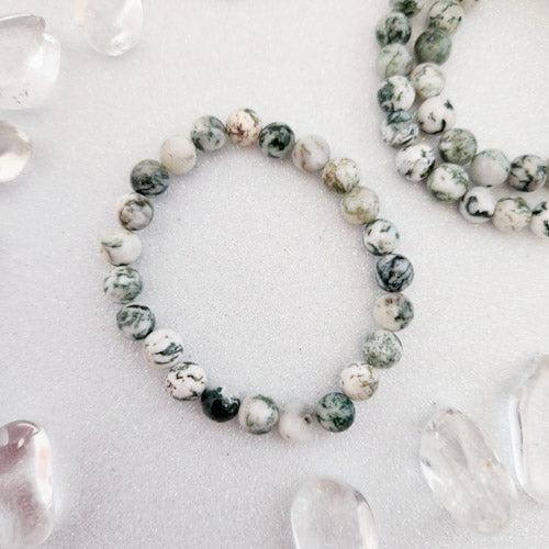 Green Tree Agate Bracelet (assorted. approx. 8mm round beads)