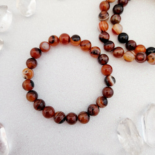 Carnelian/Agate Bracelet (assorted. approx. 8mm round beads)