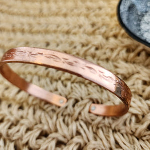Engraved Copper Bracelet with Magnets