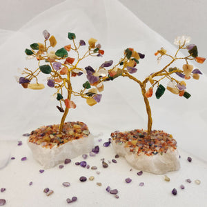 Crystal Mix Tree on Crystal Chip Covered Quartz Base