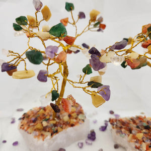 Crystal Mix Tree on Crystal Chip Covered Quartz Base