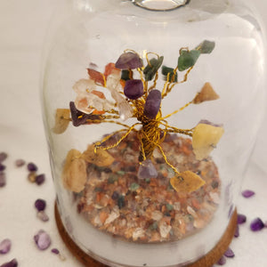 Crystal Mix Crystal Wish Tree in Glass Dome with Beautiful Box