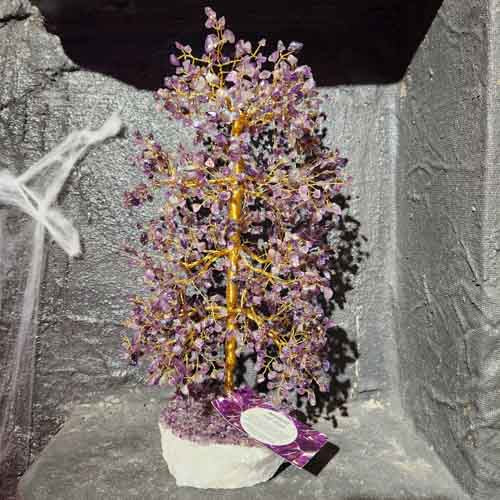 Amethyst Crystal Tree on Crystal Sprinkled Quartz Base (assorted. approx. 45x23cm)
