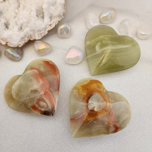 Banded Calcite Crystal Heart Emotional Warmth & Calm 