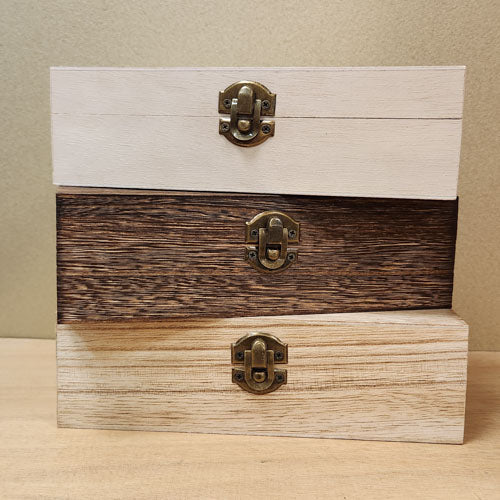 Wooden Trinket/Crafting Box (assorted colours. approx. 20x10x6cm)