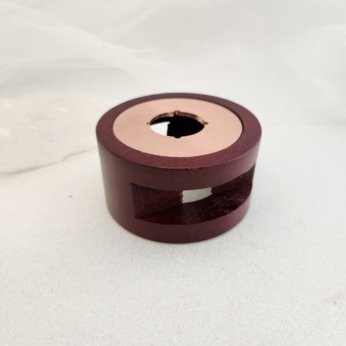 Wood & Brass (rose gold coloured) Wax Furnace (approx. 4x7.5cm)
