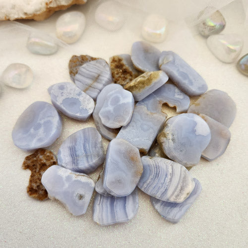 Blue Lace Agate Partially Polished Slab (assorted. approx. 2-4.4x1.5-3.7cm)