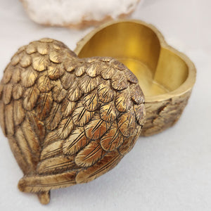 Gold Heart Trinket Box with Wings