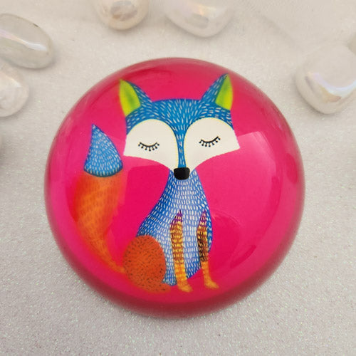 Cute Pink Fox Paperweight (glass)