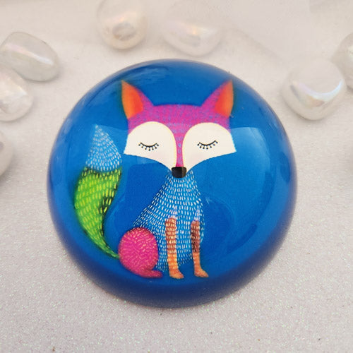 Cute Blue Fox Paperweight (glass)