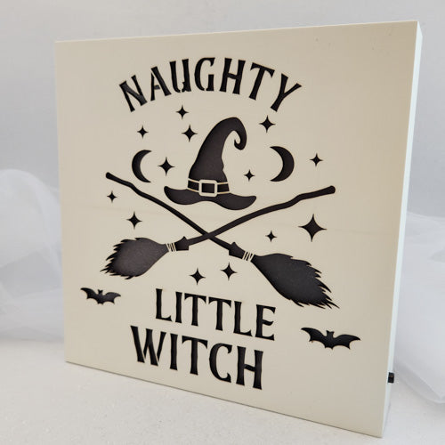 Naughty Witch Colour Changing LED Plaque (approx. 20x20cm)