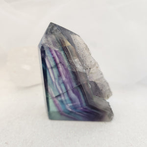 Rainbow Fluorite Point with Druzy Quartz Edge