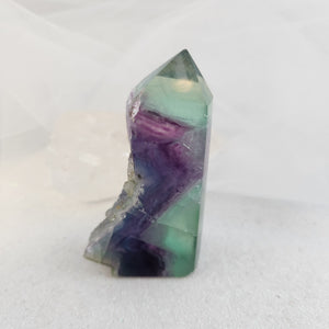 Rainbow Fluorite Point with Druzy Quartz Edge